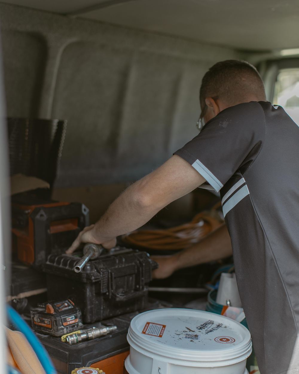 Adlington plumber working from the service vehicle